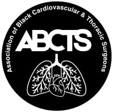 Logotipo de la Association of Black Cardiovascular & Thoracic Surgeons: pulmones y un corazón en blanco sobre negro.